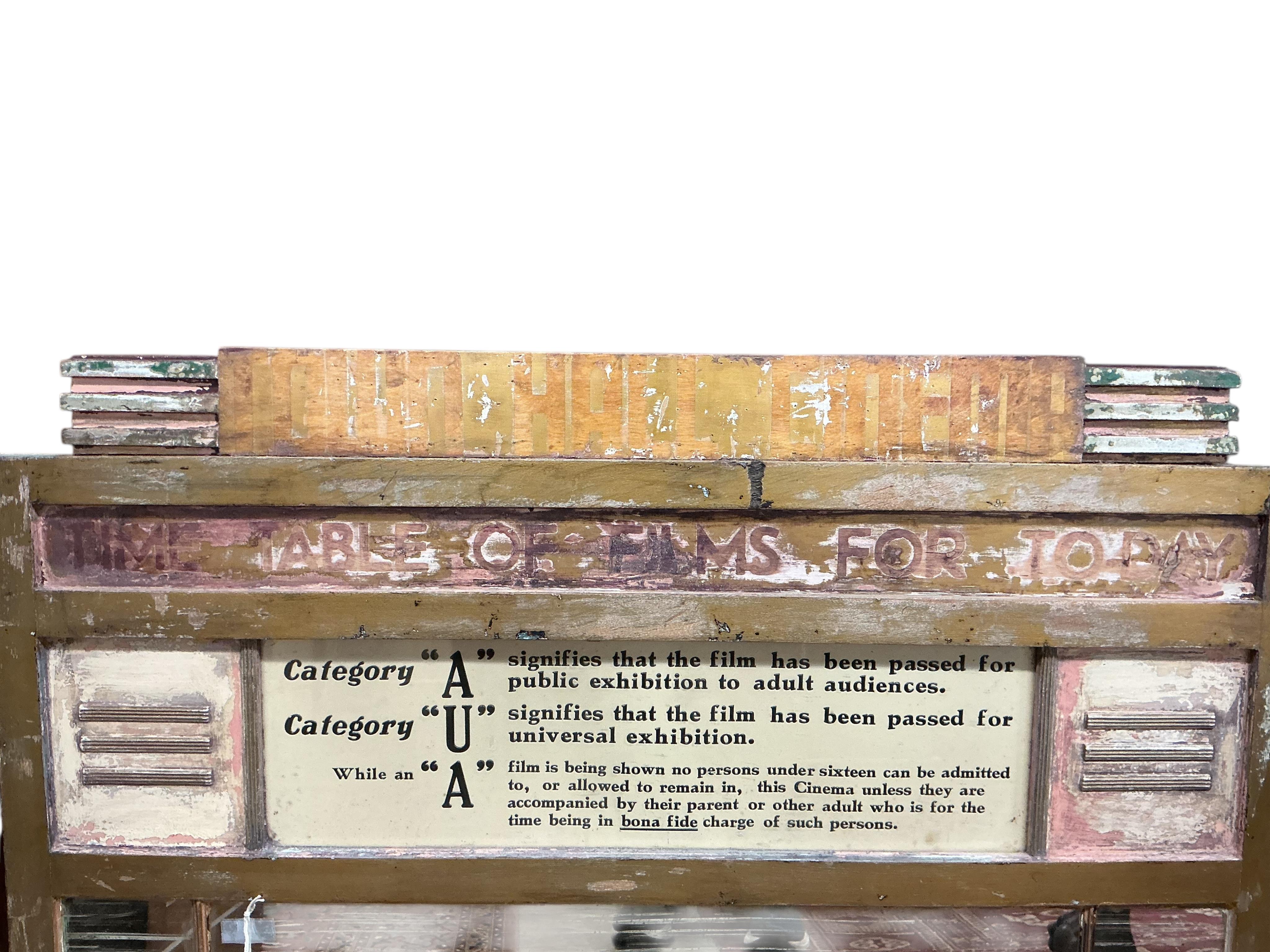 A mid century cinema foyer mirror, width 102cm, height 84cm